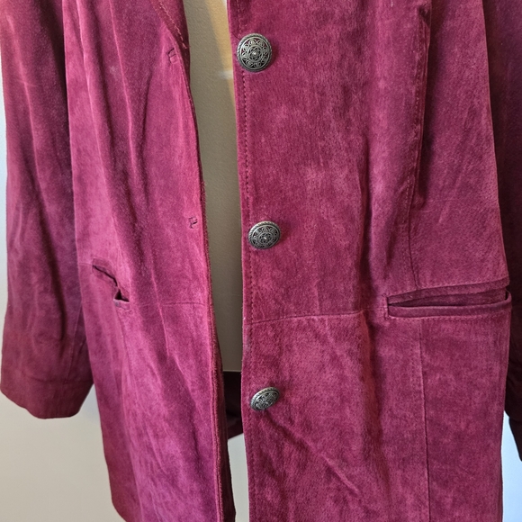 Denim & Co | 2X | Wine Washable Suede Button Front Jacket with Pockets - Picture 3 of 9